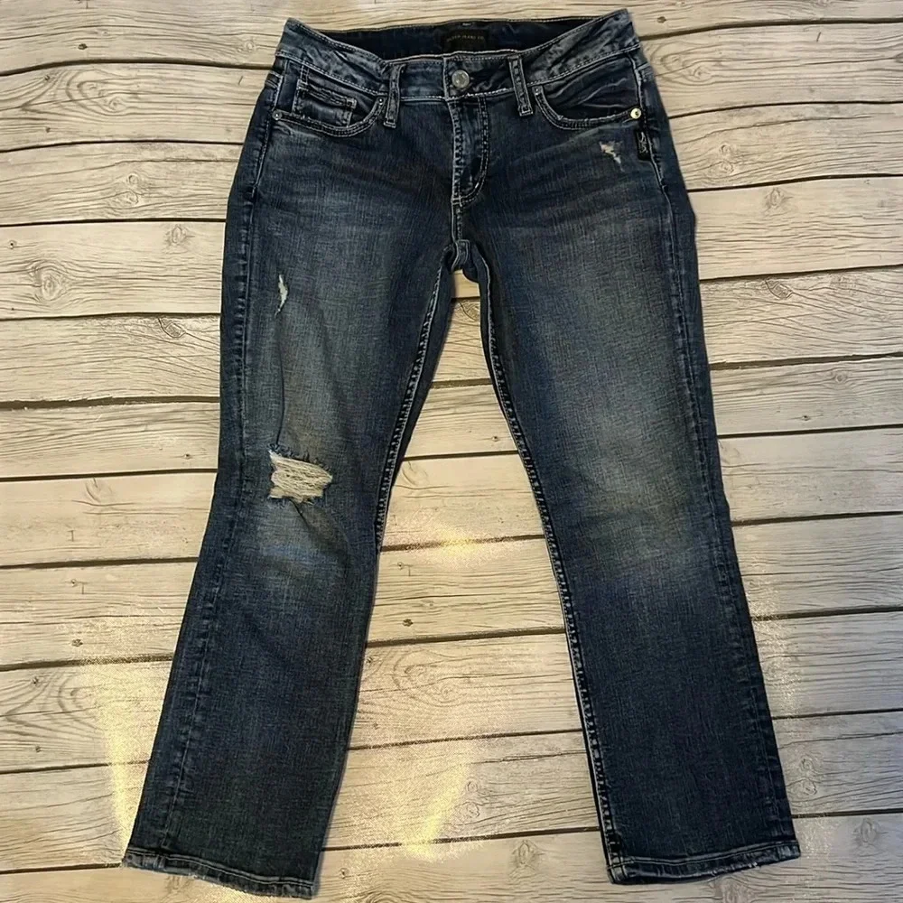 🌻Silver Jeans Co Women’s 27” waist Elyse Capri Cropped Denim - Picture 1 of 8